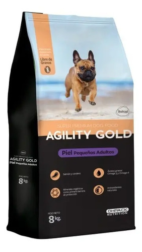 Agility Gold Perro Raza Pequeña Cuidado Especial Piel Adulto 8 kg Sabor a Salmón/Cordero