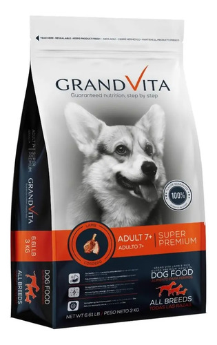 GrandVita Canine Todas Las Razas Super Premium dog Adult 7+ 8 kg Sabor a Cordero
