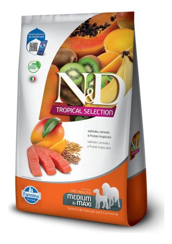 N&D Canine Medium & Maxi Tropical Selection Adult 2,5 kg Sabor a Salmón, Cereales Y Frutas Tropicale