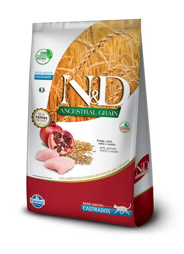 N&D Feline Ancestral Grain Castrado Adult 7,5 kg Sabor a Pollo, Granada, Avena Y Cebada
