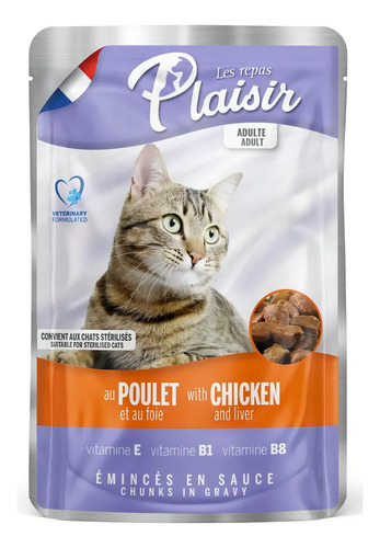 Plaisir Sobre Feline Sterilised Adult 100 gr Sabor a Pollo