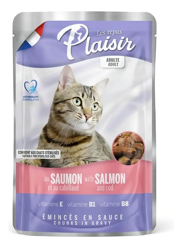 Plaisir Sobre Feline Sterilised Adult 100 gr Sabor a Salmon