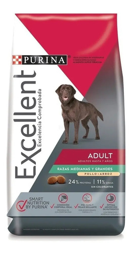 Purina Excellent Canine Razas Medianas y Grandes Adult 17 kg Sabor a Pollo / Carne / Arroz